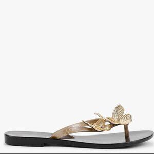 Melissa Gold Butterfly Harmonic Flip Flops Thong Sandals Black Gold Women's 7